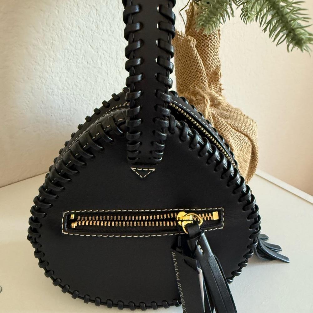 Banana Republic Black Leather Triunfo Mini Bag, New